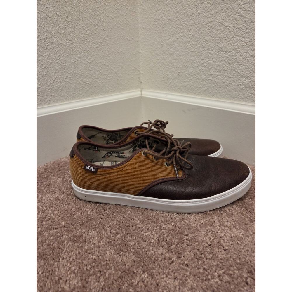 Vans Off The Wall Corduroy Leather Brown Lace Up Low Top Shoes, Men's Size 12 - Picture 3 of 9